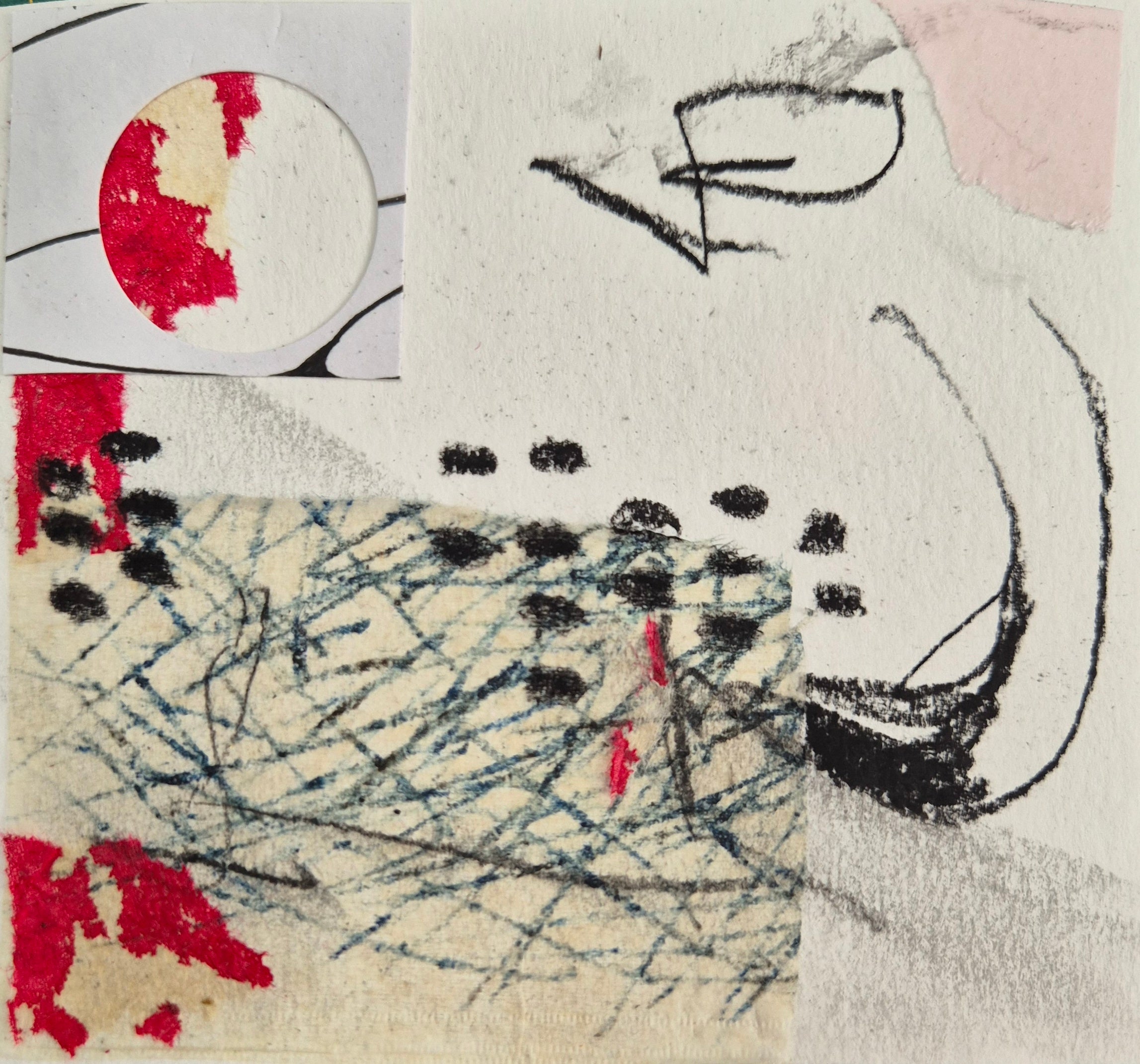 Original Mixed Media Collagen "Collage in Rot" | 10x10 cm | Upcycling Art