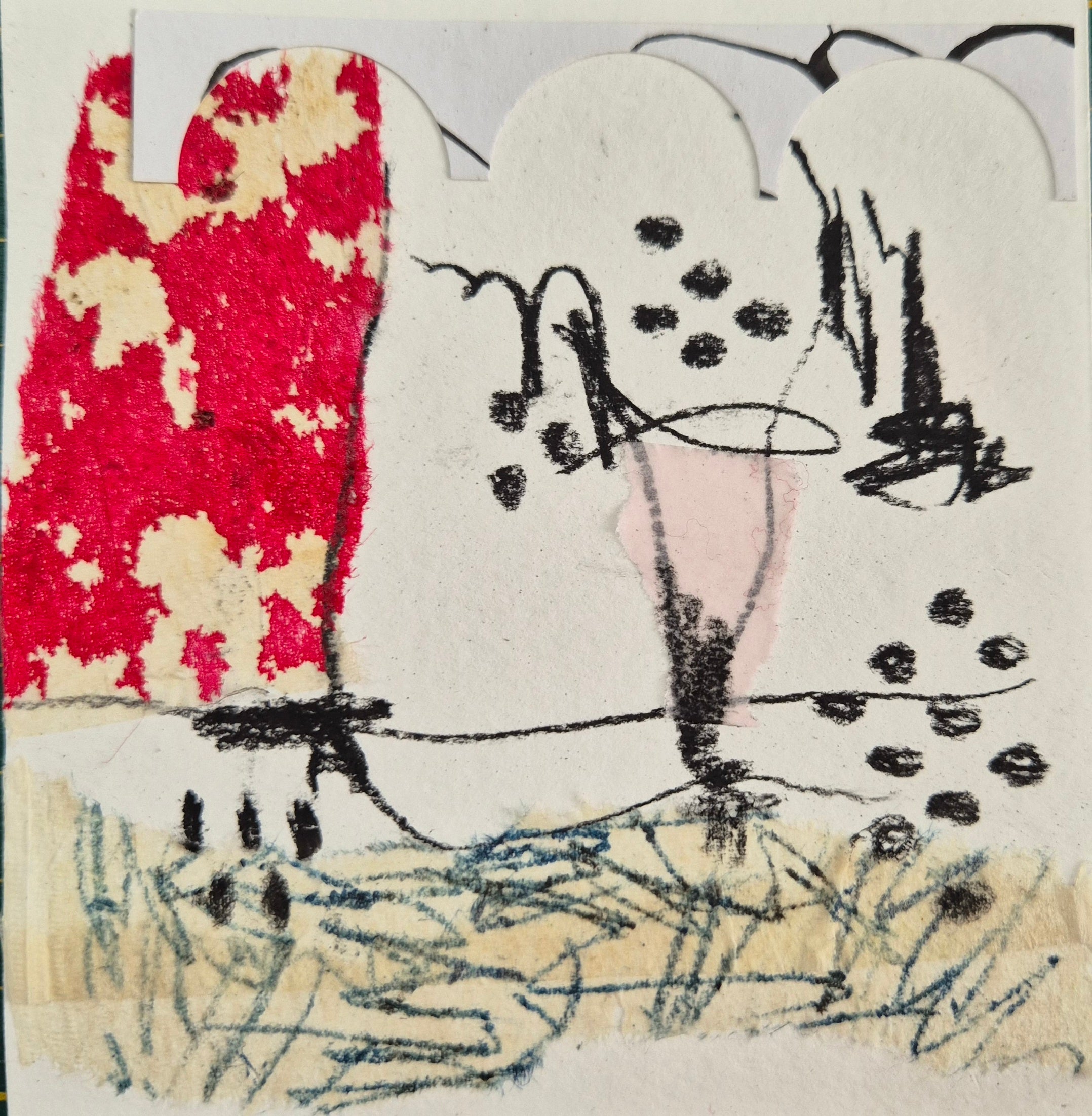 Original Mixed Media Collagen "Collage in Rot" | 10x10 cm | Upcycling Art