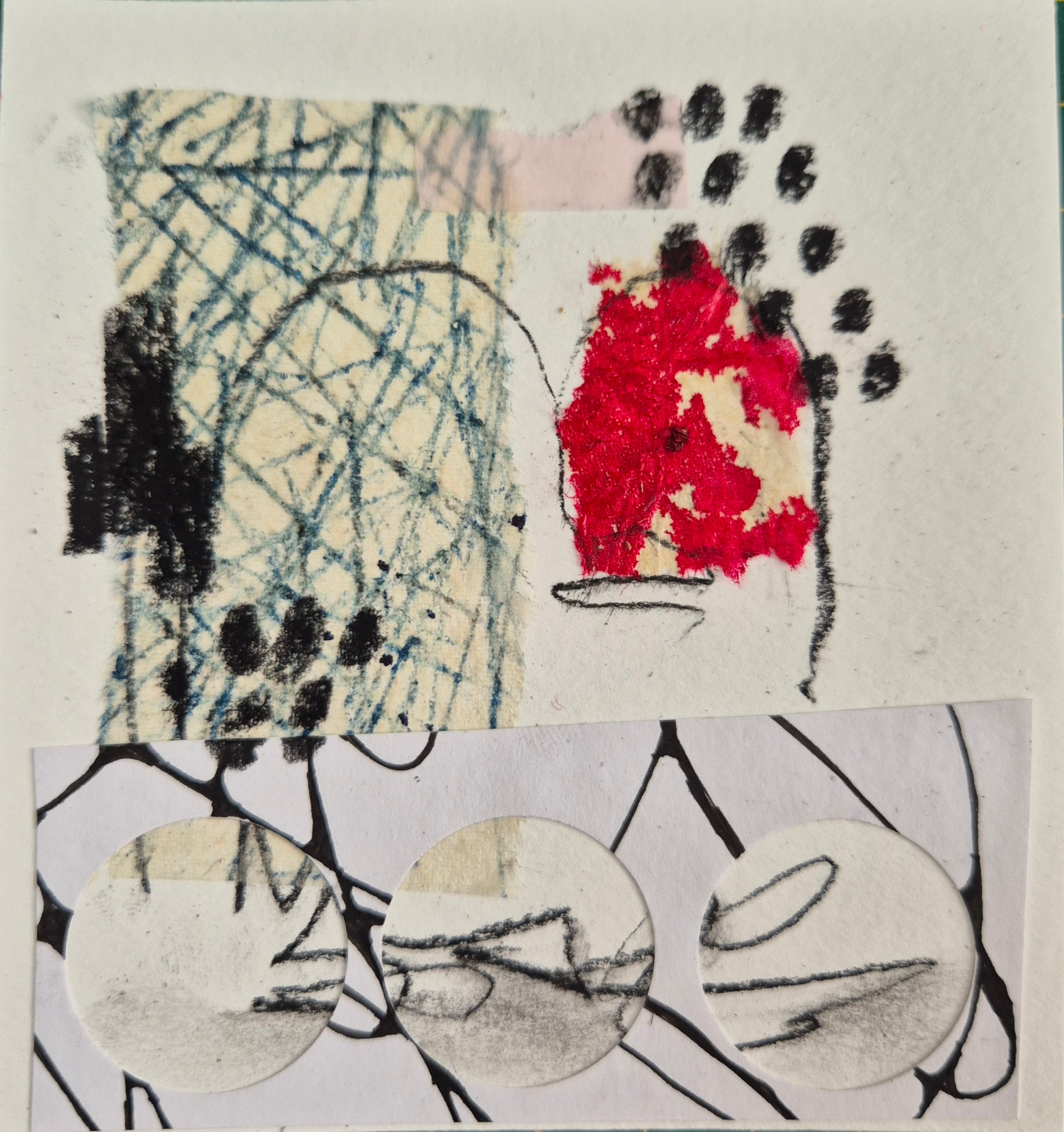 Original Mixed Media Collagen "Collage in Rot" | 10x10 cm | Upcycling Art