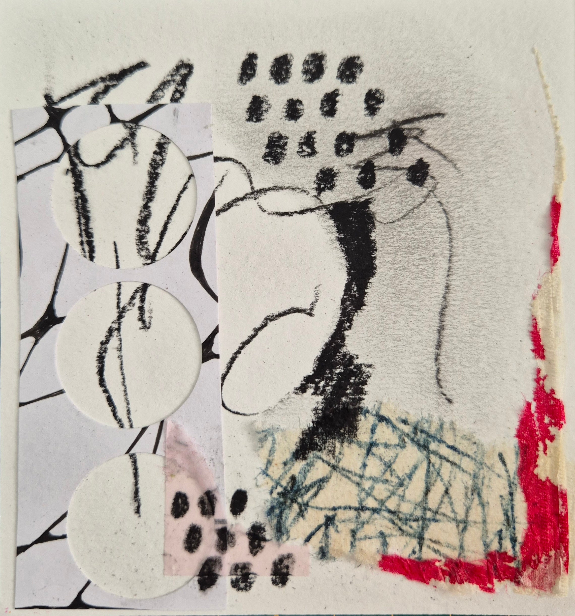 Original Mixed Media Collagen "Collage in Rot" | 10x10 cm | Upcycling Art