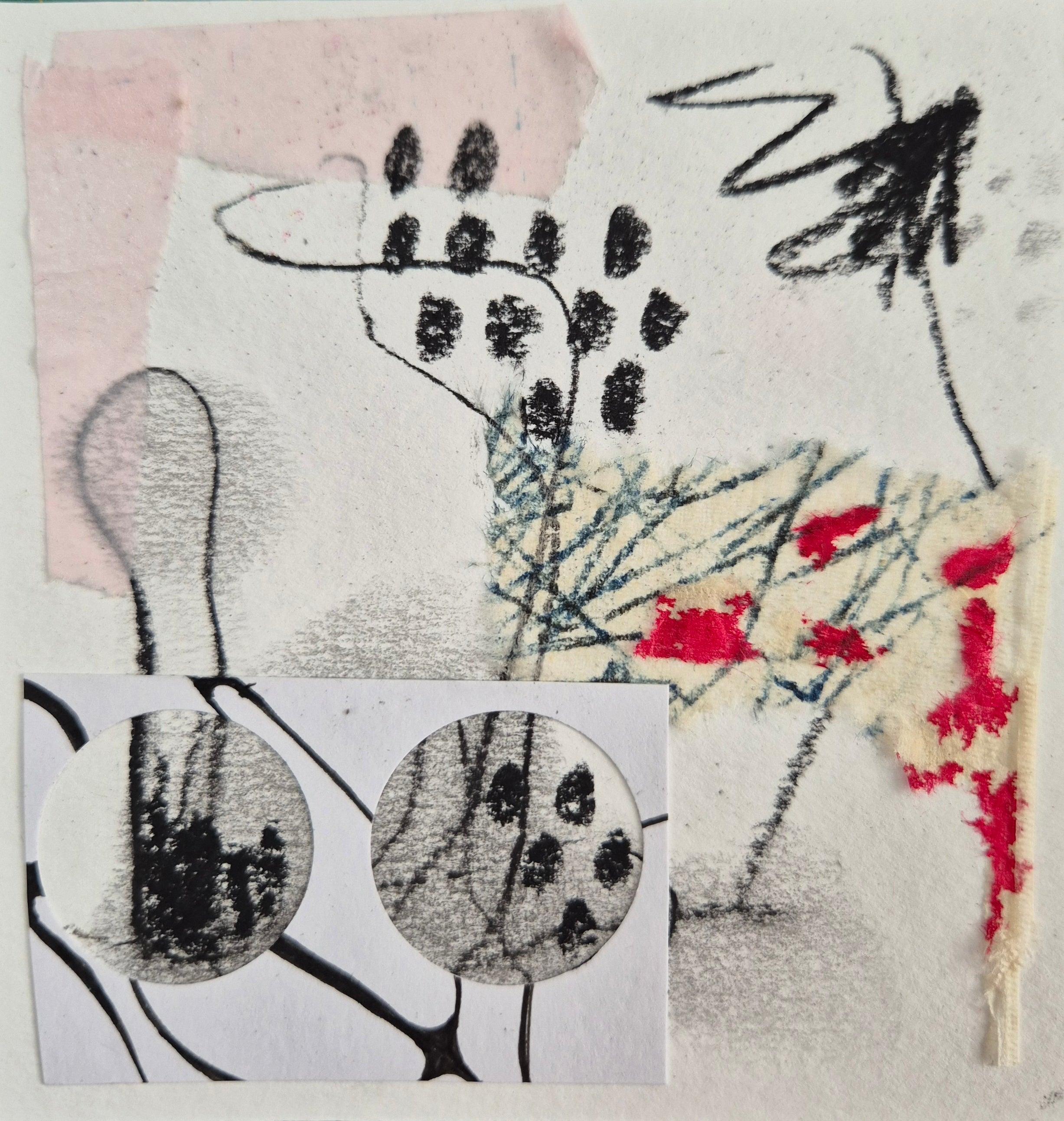 Original Mixed Media Collagen "Collage in Rot" | 10x10 cm | Upcycling Art