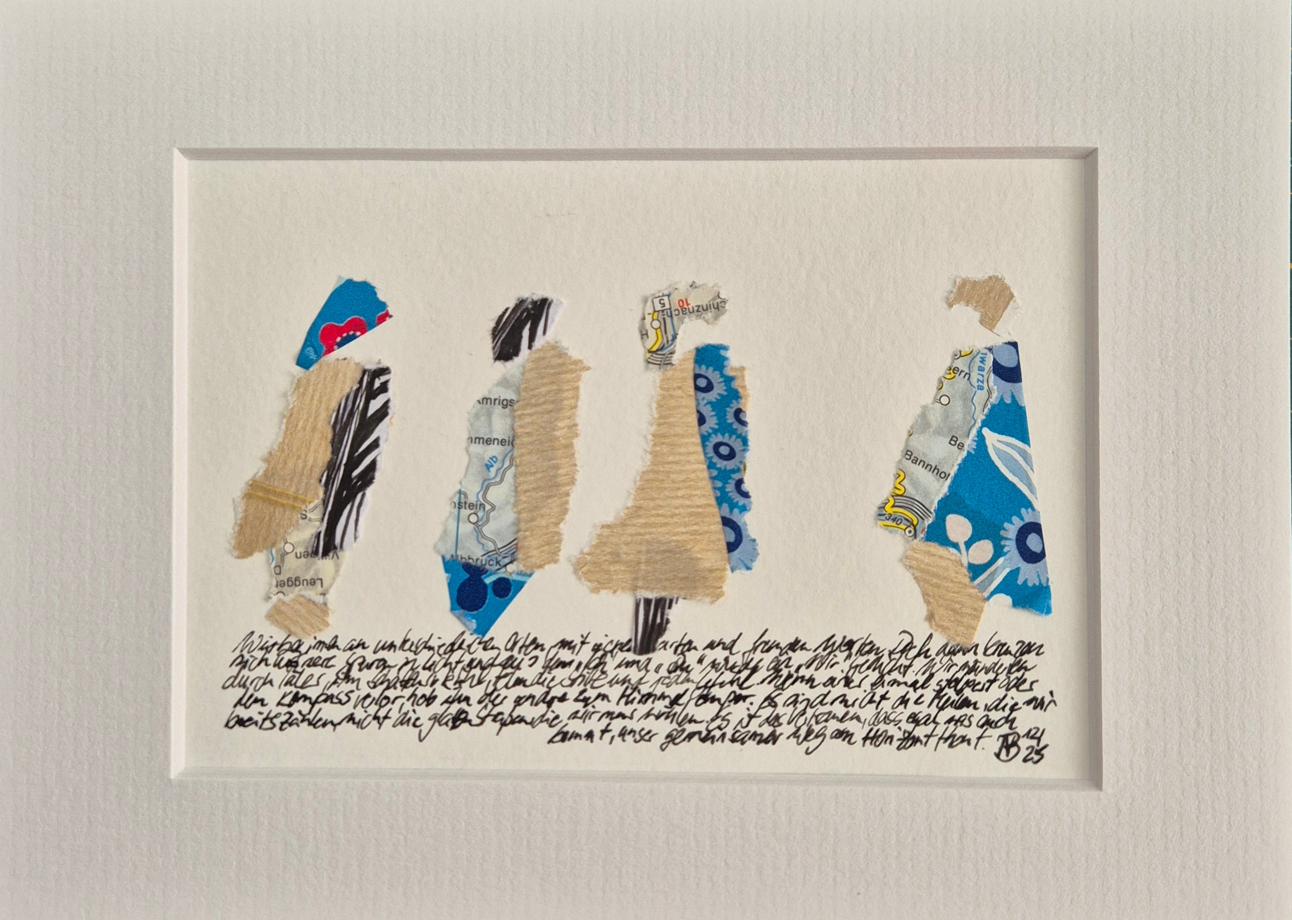 Original Mixed Media Collage "Geflecht unserer Schritte"| 9x15 cm | Upcycling Art