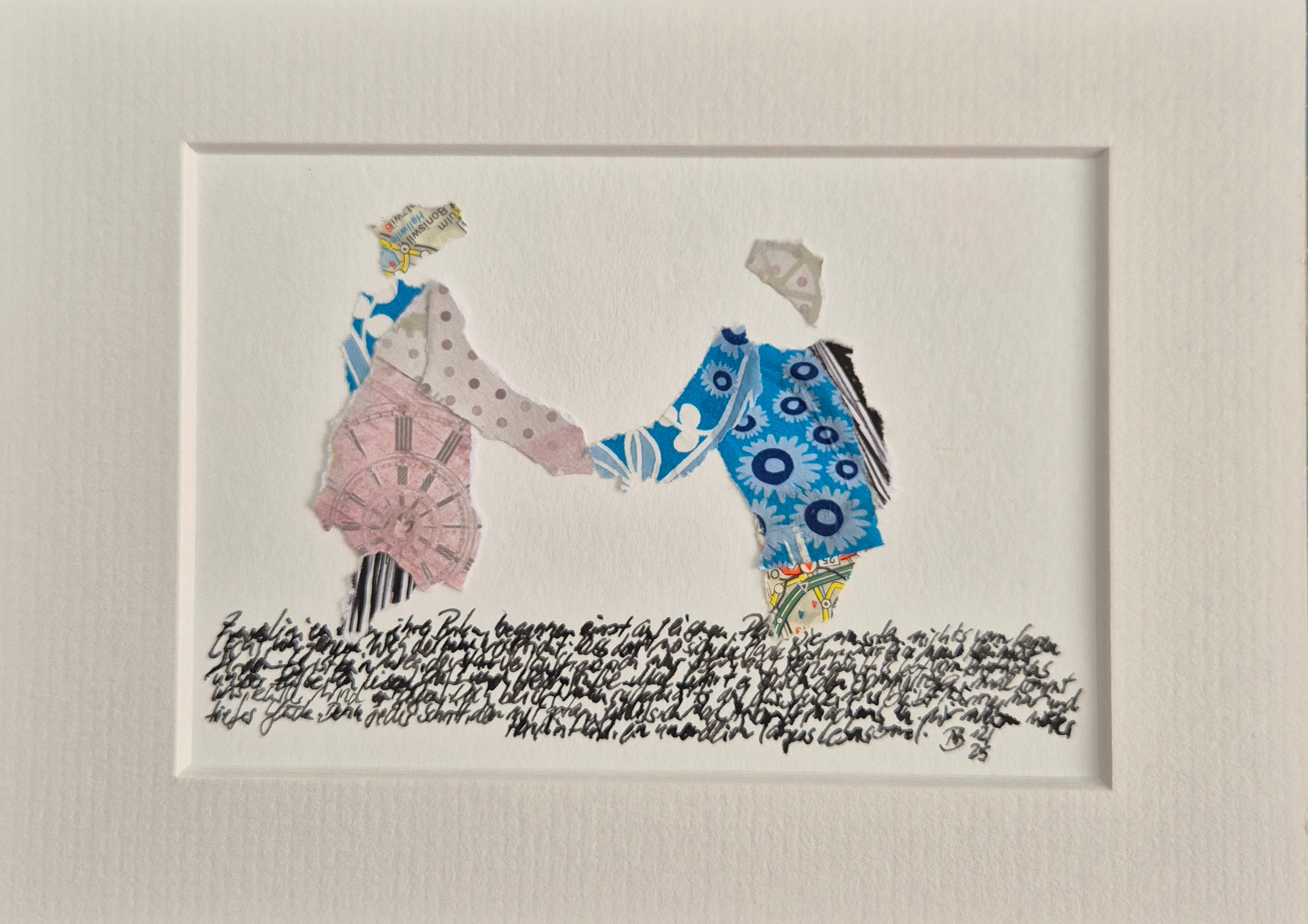 Original Mixed Media Collage "Band der Wege"| 9x15 cm | Upcycling Art